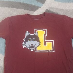 Loyola Champion Kids Maroon T-Shirt with Wolf and Yellow L Graphic